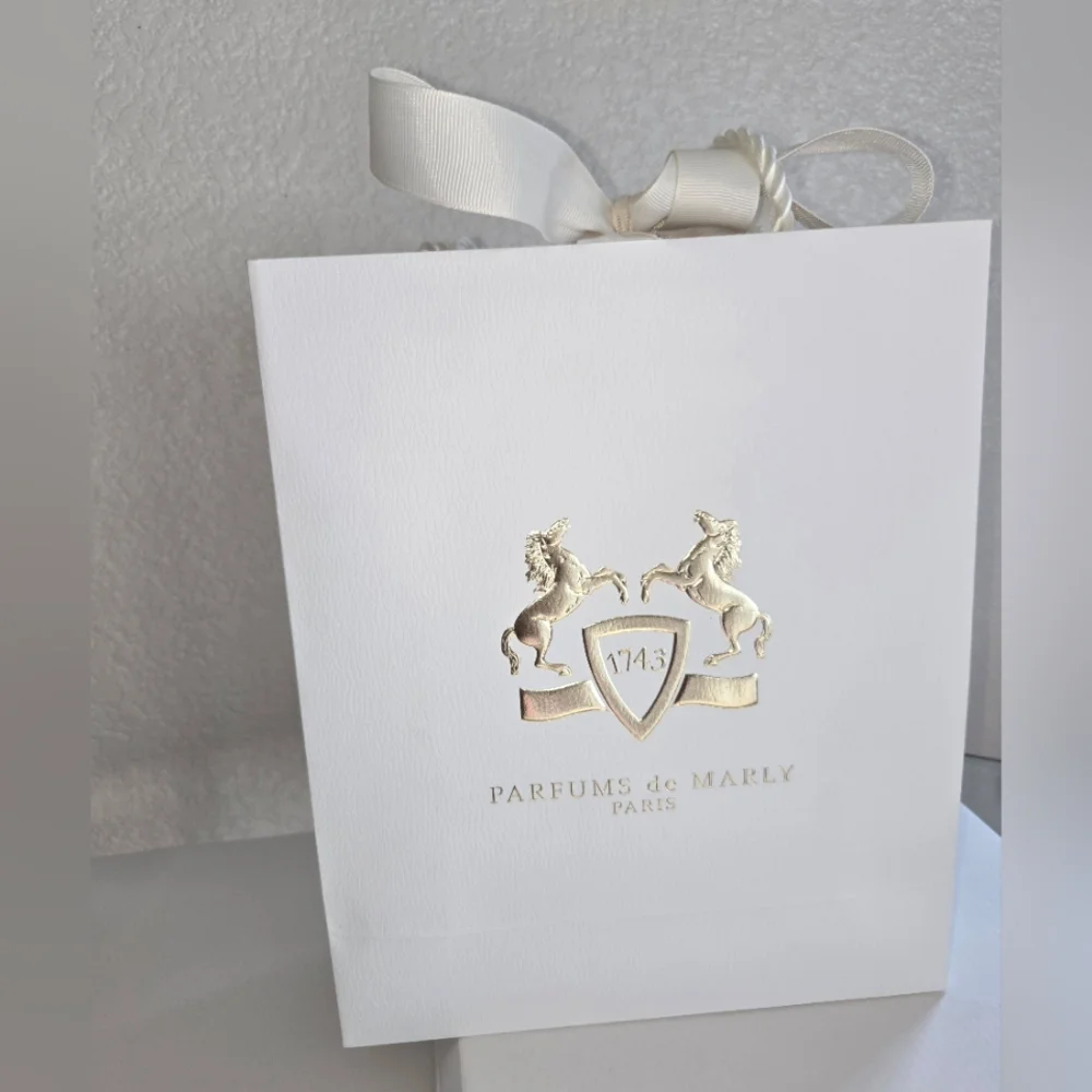 Parfums de Marly White and Gold Gift Bag.